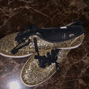 Kate spade gold chunky glitter keds